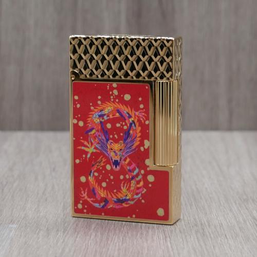 ST Dupont Lighter - Ligne 2 - Dragon - Red & Gold